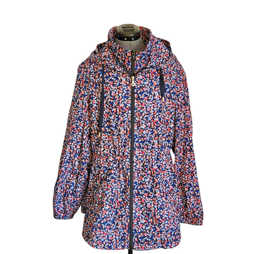Kate Spade Packable Anorak Utility Jacket Park Ave Floral Double Zip Size XL